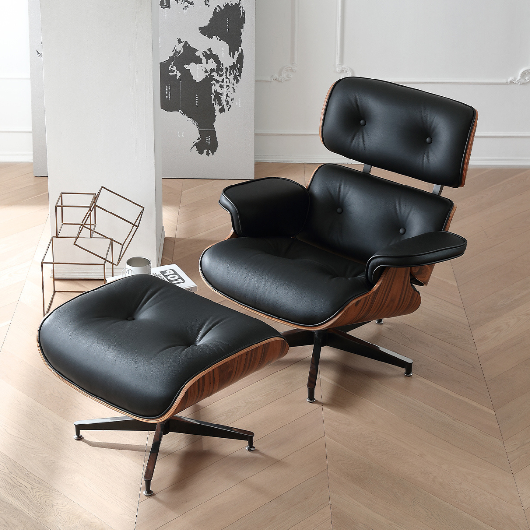 Lomas Leather Lounge Chair with Ottoman cozymatic HK