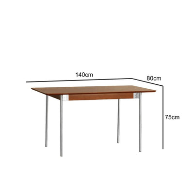 Wooden table with dimensions labeled on a white background