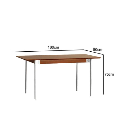 Wooden table with dimensions labeled on a white background
