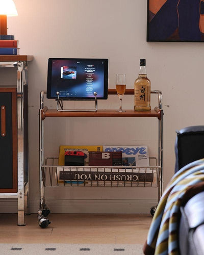 Milo Vintage Bar Cart With Wheels