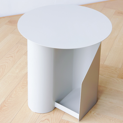 Metal Pedestal End Table with Storage