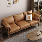 Devale Wood Frame Leather Sofa