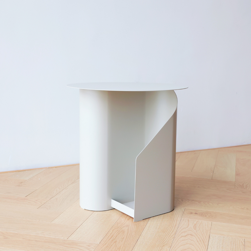 Metal Pedestal End Table with Storage