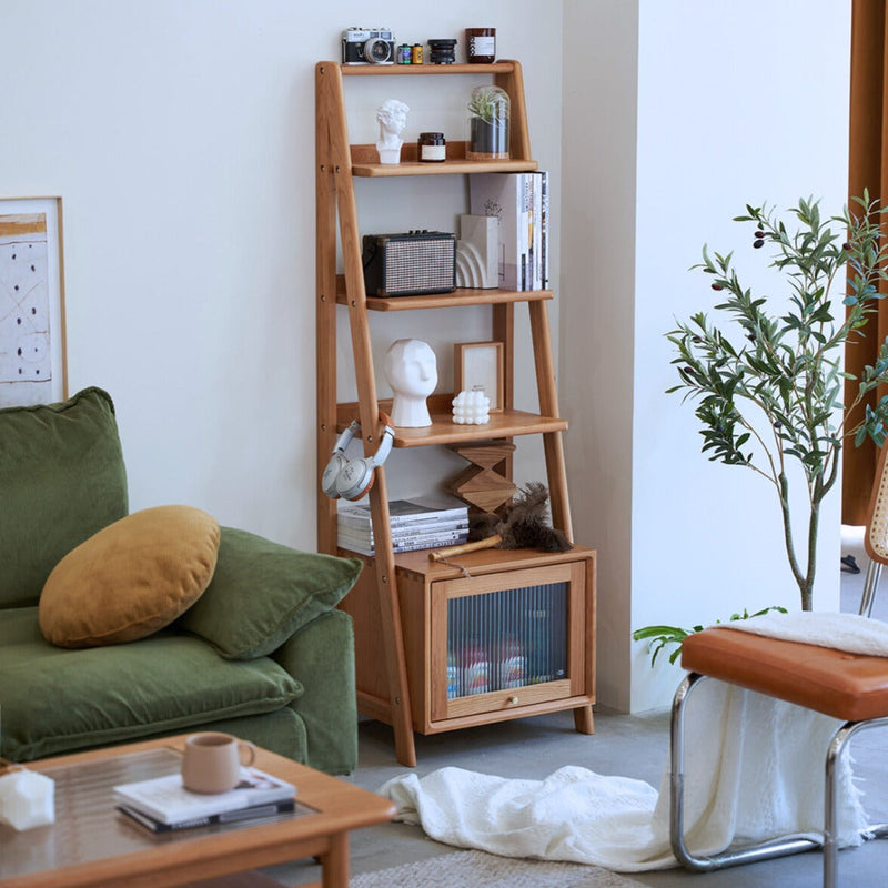 Namiko Wood Bookshelf With Storage