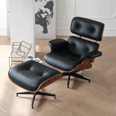 Leather lounge chairs with ottoman sale